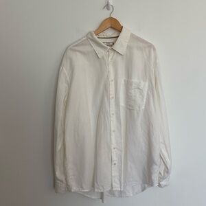 Old Navy Mens Button Down Shirt XXL White Linen Cotton Casual Lightweight
